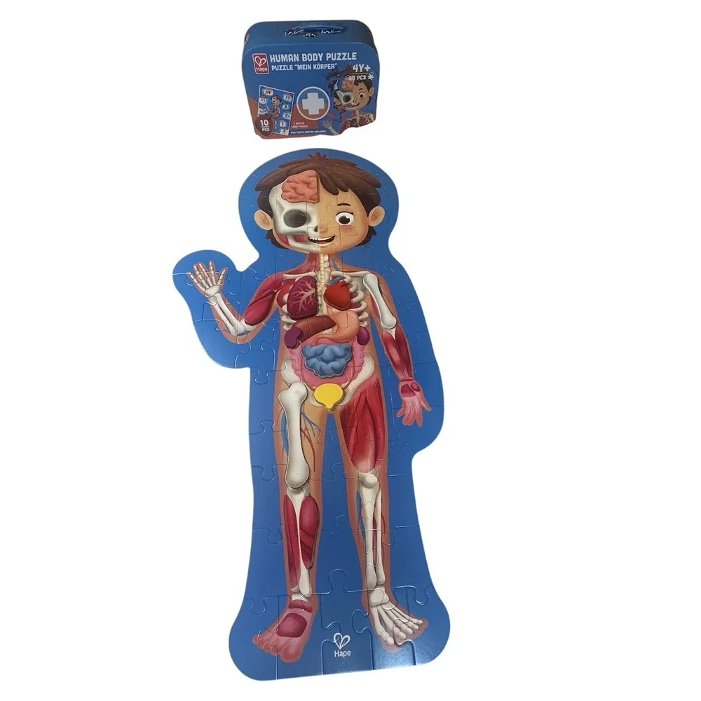 Hape Human Body Puzzle 60 Oversized Pieces Educational Anatomy Wooden Organs EUC